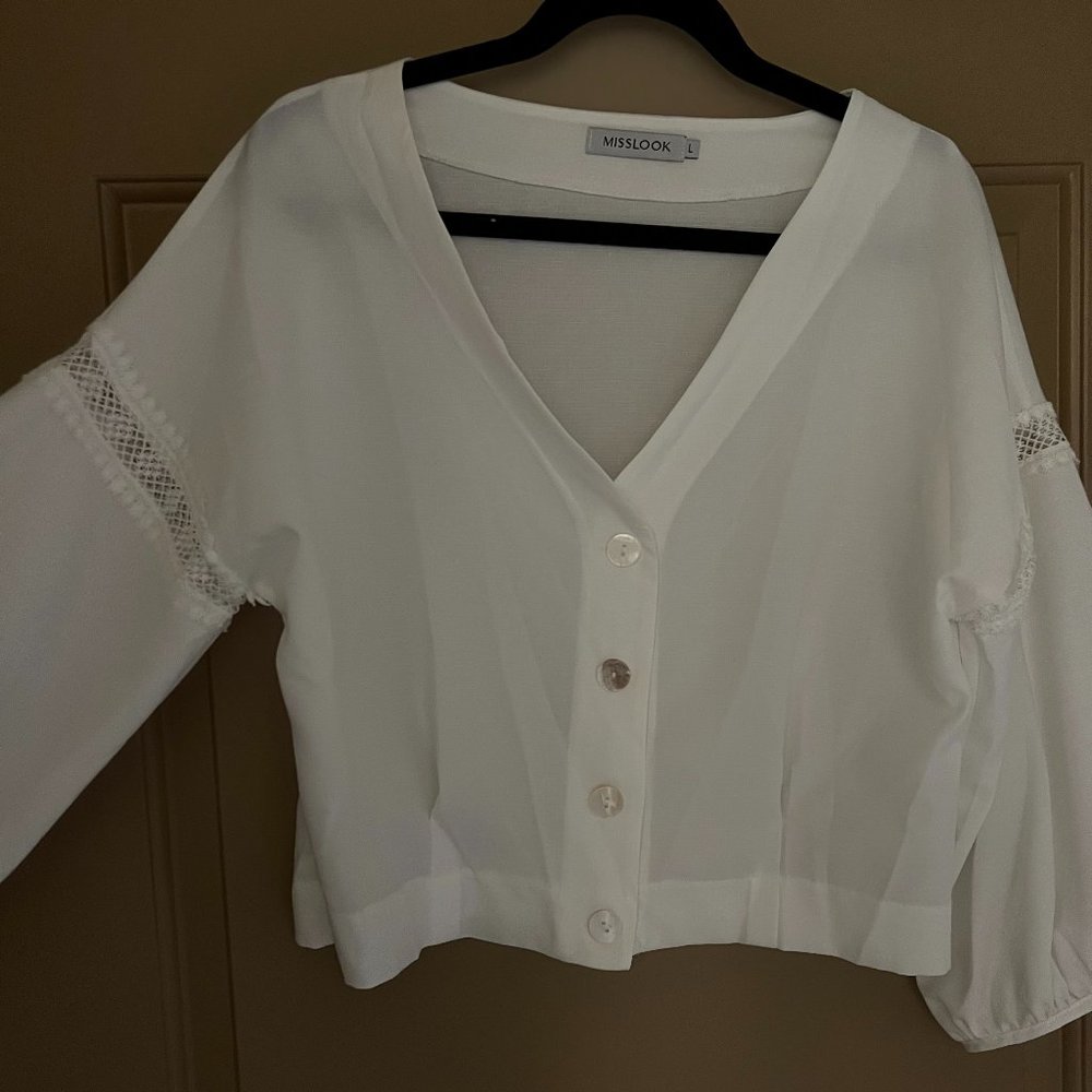 White Crop Top Blouse